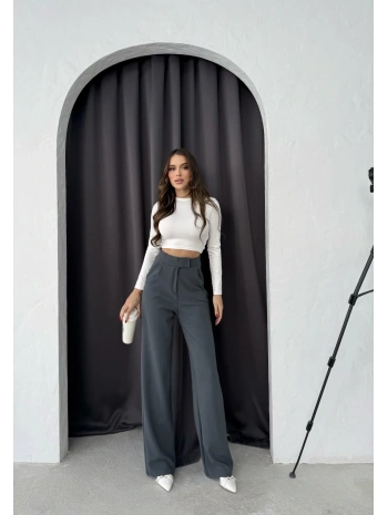 Cırtlı pantolon krep füme pt