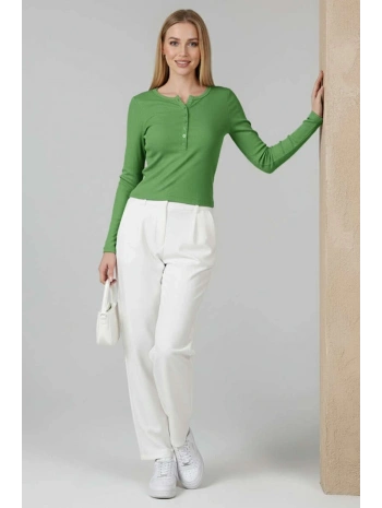 Çıtçıt Detaylı Bluz Yeşil T4343