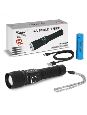 Cree Tg Led 1000 Lümen Göstergeli Fonksiyonel El Feneri  Wt-732