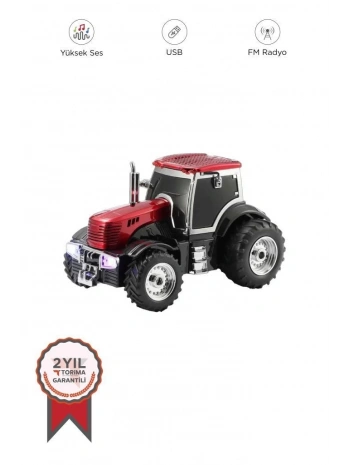 D42 Kırmızı Traktör Tasarım Usb/fm Radyo Bluetooth Hoparlör Speaker