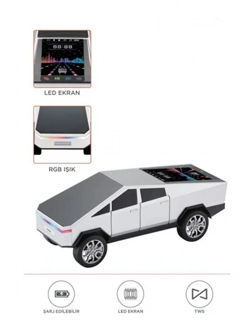 D68 Cyber Model Araba Tasarımlı Bluetooth Hoparlör 15w Güçlü Ses Rgb Led /tws/usb Beyaz