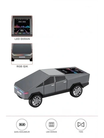 D68 Cyber Model Araba Tasarımlı Bluetooth Hoparlör 15w Güçlü Ses Rgb Led /tws/usb Gri