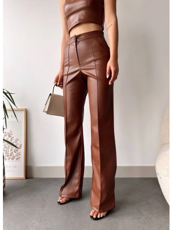 deri palazzo pantolon kahve hf