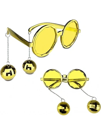 Disko Toplu Küpeli Parti Gözlüğü Altın Renk