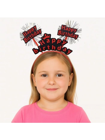 Doğum Günü Kutlaması İçin Kırmızı Taç – Işıltılı Yazılı Parti Tacı