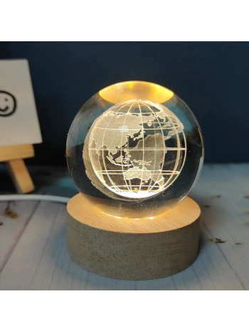 Dünya Küresi Tasarımlı Dekoratif Işıklı Cam