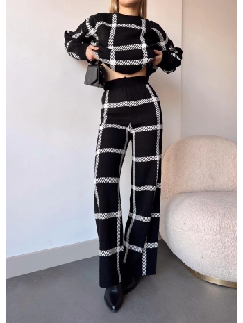 Ekoseli triko takım siyahbeyaz