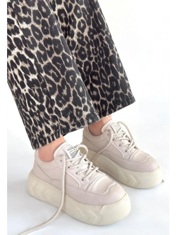 Emwa Bej Cilt Bağcıklı Spor Ayakkabı