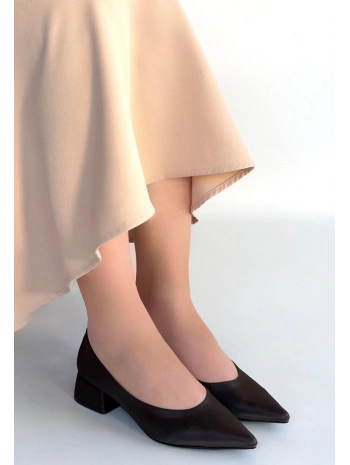 Ferla Acı Kahve Cilt Topuklu Ayakkabı