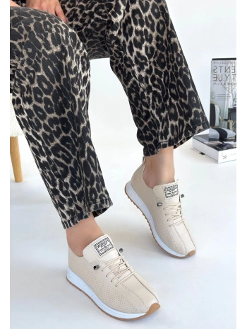 Fiert Bej Cilt Bağcıklı Spor Ayakkabı