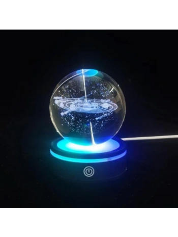 Gezegenler Tasarımlı Renk Değiştiren Dönen Cam Küre