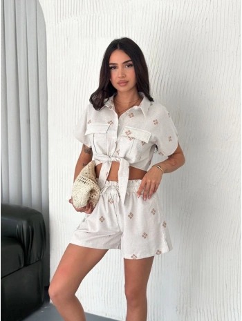 Gömlek şort keten takım s1052-1056