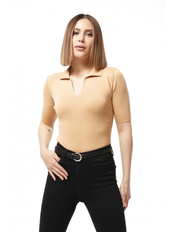 Gömlek yaka yazlık triko bluz