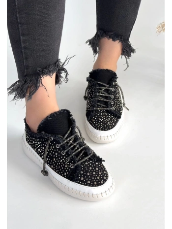 Guji Siyah Kot Bağcıklı Spor Ayakkabı