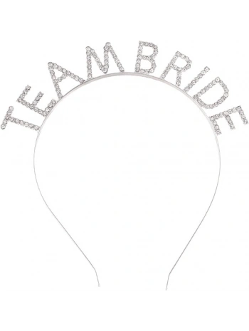 Gümüş Kaplama Kristal Taşlı Team Bride Taç 16x17 Cm