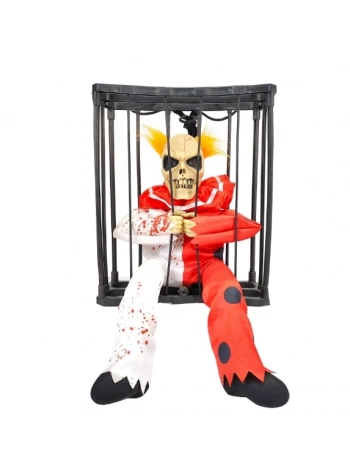 Hareketli Sesli Sensörlü Mahkum Joker İskelet Dekorasyon 22x27 Cm