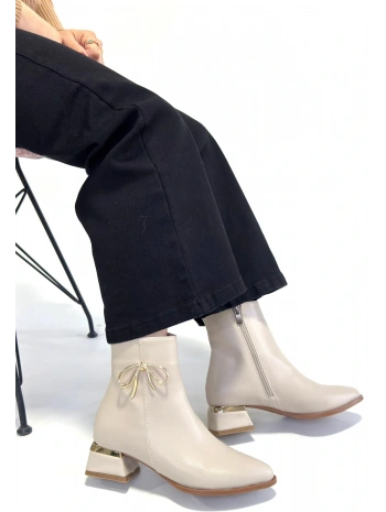 Harly Bej Cilt Topuklu Bot