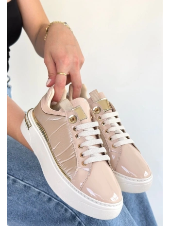 Hley Bej Rugan Paraşüt Detaylı Bağcıklı Spor Ayakkabı