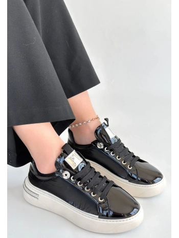 Hley Siyah Rugan Paraşüt Detaylı Bağcıklı Spor Ayakkabı