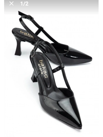 Hoost Siyah Rugan Topuklu Ayakkabı