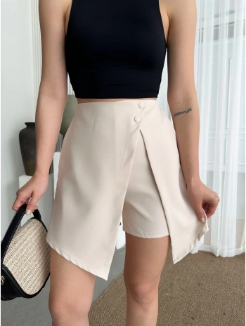 İki düğmeli şort etek S24046
