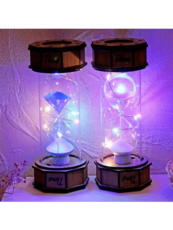 Işikli Dekoratif Ahşap Kum Saati