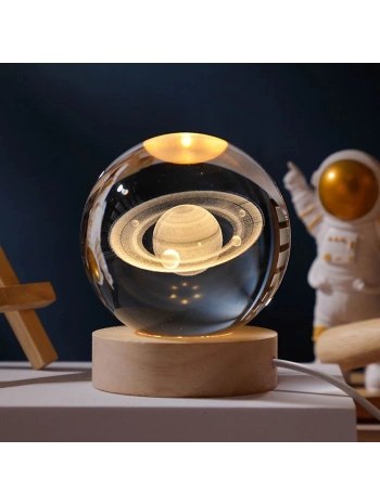 Işıklı Satürn Gezegen Cam Küresi Usb&039li