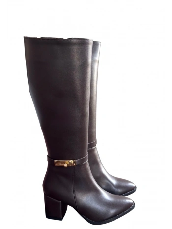 Jeoli Kahverengi Cilt Topuklu Çizme