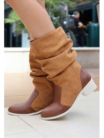 Jolin Taba Cilt Süet Detaylı Çizme