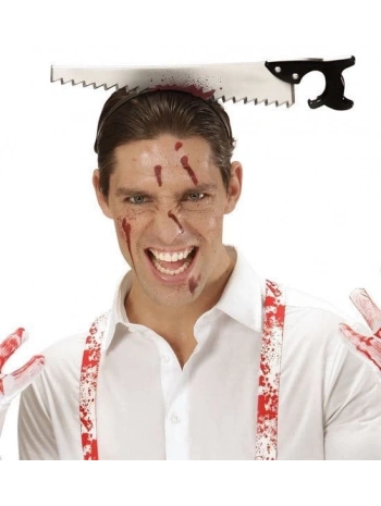 Kafaya Saplanmış Halloween Kanlı Testere Şaka Tacı