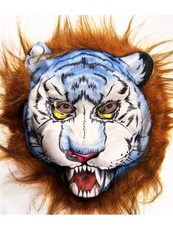 Kahverengi Saçlu Köpek Kurt Kaplan Maskesi Mega Peluş 34 No