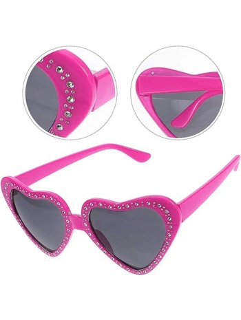 Kalp Şekilli Taşlı Parti Gözlüğü Pembe Renk 6x16 Cm