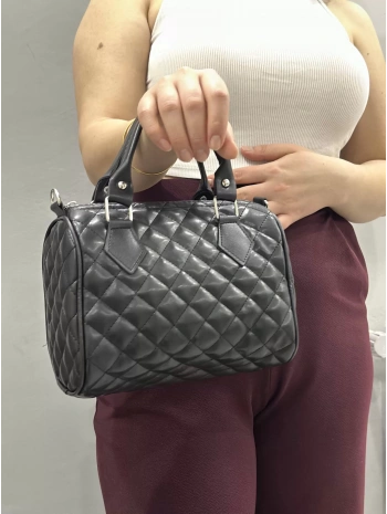 Kapaksız kapitone siyah cilt çanta