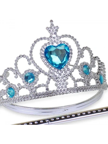 Karlar Ülkesi Mavi Kalpli Taşlı Elsa Tacı