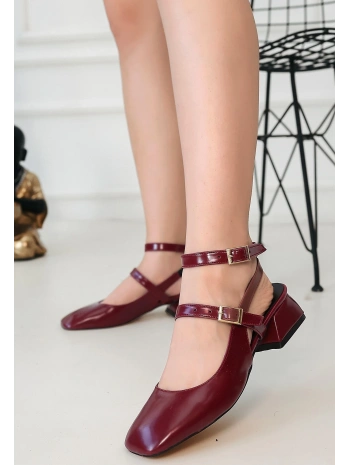 Karmi Mürdüm Cilt Topuklu Ayakkabı