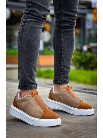 KB-007  Kuback  Vizon Taba Yüksek Taban Tek Bant Bağcıksız Günlük Erkek Ayakkabı