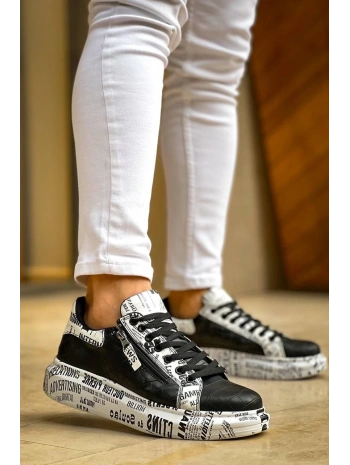 KB-02  Kuback Bağcıklı Crocodile Siyah Gazete Günlük Erkek Ayakkabı