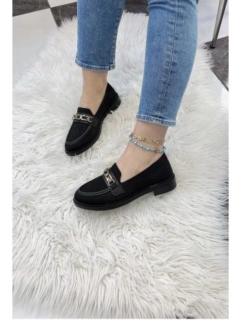 KB-021 Kuback Siyah Triko Siyah Taban U Toka  Günlük Kadın Ayakkabı