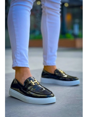 KB-027  Kuback Bağcıksız Siyah Rugan H Günlük Erkek Ayakkabı