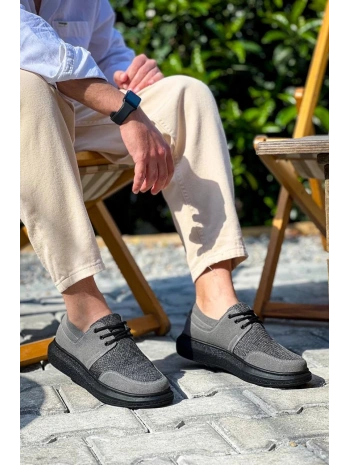 KB-042  Kuback Bağcıklı Gri Siyah Taban Günlük Erkek Ayakkabı