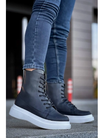 KB-0991  MRTNM Siyah Cilt Yüksek Taban  Bağcıklı  Postal Bot