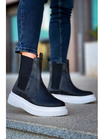 KB-0992  MRTNM Siyah Cilt  Yüksek Taban  Lastikli Erkek Bot