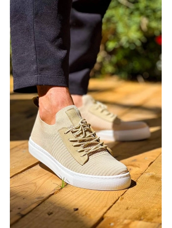 KB-110  Kuback Bej Triko Yüksek Taban Bağcıklı Günlük Erkek Ayakkabı