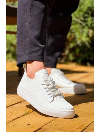 KB-110  Kuback Beyaz Triko Yüksek Taban Bağcıklı Günlük Erkek Ayakkabı