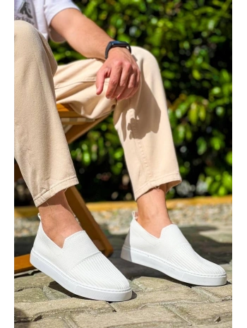 KB-114  Kuback Beyaz Triko Yüksek Taban Bağcıksız Günlük Erkek Ayakkabı