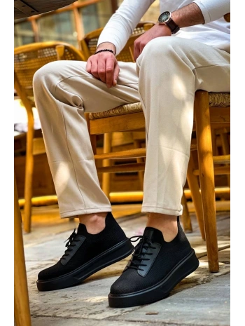 KB-116 Kuback Siyah Siyah Taban Bağcıklı Triko Günlük Erkek Ayakkabı