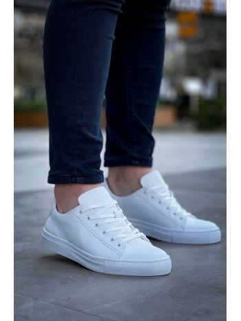 KB-122  Kuback Beyaz Cilt Yüksek Taban Bağcıklı Günlük Erkek Ayakkabı