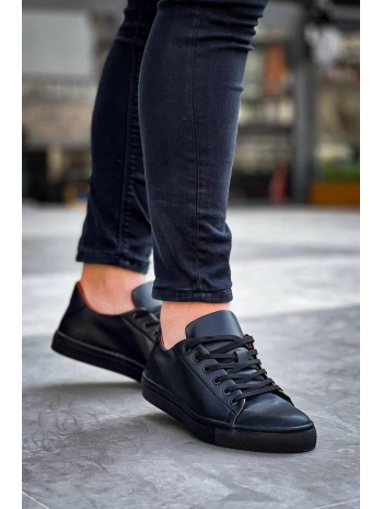 KB-122  Kuback Siyah Cilt Siyah Yüksek Taban Bağcıklı Günlük Erkek Ayakkabı