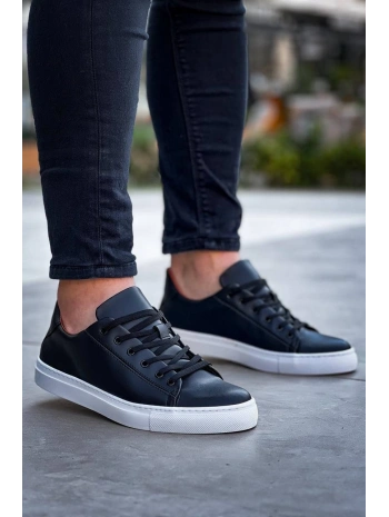 KB-122  Kuback Siyah Cilt Yüksek Taban Bağcıklı Günlük Erkek Ayakkabı