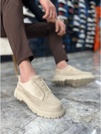 KB-703 MRTNM Bej Süet Lastikli Günlük Erkek Ayakkabı